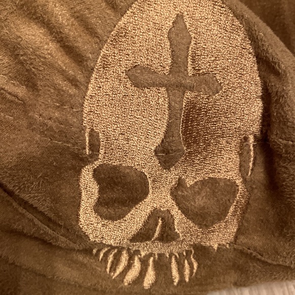 Skull brown vegan suede hat - Picture 1 of 7